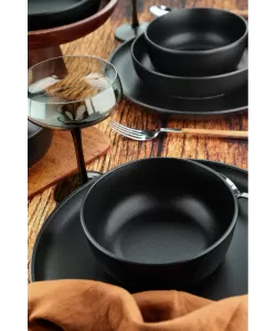 Serviciu de masa Cruton, 24 piese, 6 persoane, portelan, negru, kutahya porselen
