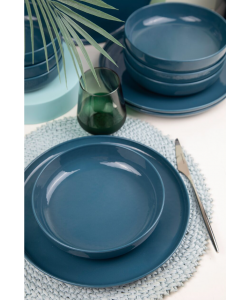 Serviciu de masa Moderna Colore Glossy, 24 piese, 6 persoane, portelan, verde petrol lucios, kutahya porselen