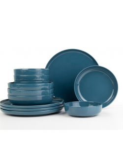Serviciu de masa Moderna Colore Glossy, 24 piese, 6 persoane, portelan, verde petrol lucios, kutahya porselen