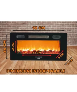 Semineu electric de perete Hausberg HB-8225, 1800W, Telecomanda, 3 Niveluri de lucru, Turboventilator, Elect de flacara led culoare portocalie, Termostat reglabil, Fier + sticla Semineu electric de perete Hausberg HB-8225, 1800W, Telecomanda, 3 Niveluri de lucru, Turboventilator, Elect de flacara led culoare portocalie, Termostat reglabil, Fier + sticla