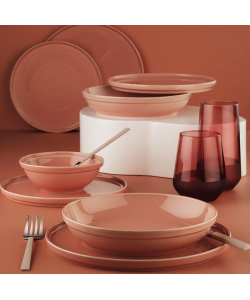 Serviciu de masa FIT-C, 24 piese, 6 persoane, portelan, roz, kutahya porselen