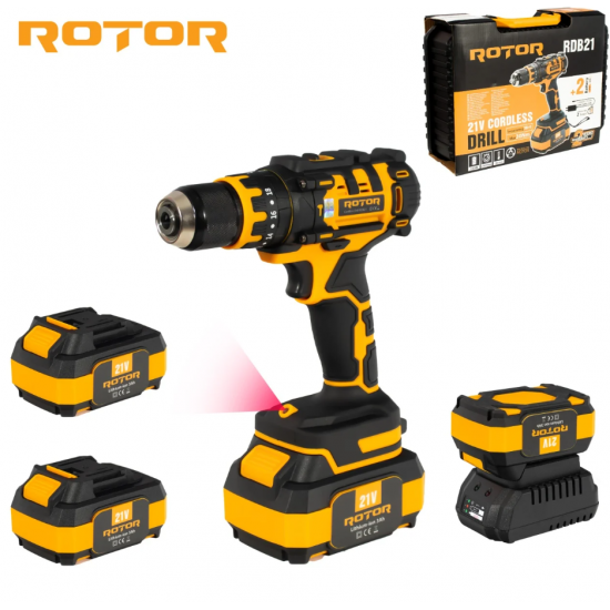 Autofiletanta pe acumulator ROTOR RDB21 21 V /3 Ah, 1350 Rot/min, 18+1, 30 Nm, Brushless