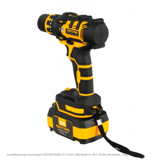 Autofiletanta pe acumulator ROTOR RDB21 21 V /3 Ah, 1350 Rot/min, 18+1, 30 Nm, Brushless
