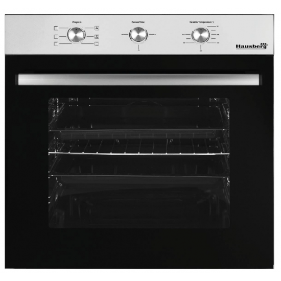 Pachet incorporabil Hausberg Cuptor electric HB-8053, Clasa A, 71L, 2225W, Negru/Inox, Plita Incorporabila HB-555, 4 arzatoare, Gaz, Inox, Hota incorporabila decorativa HB-1220, Putere de absorbtie 450 m3/h, 2 motoare, 60 cm, Inox