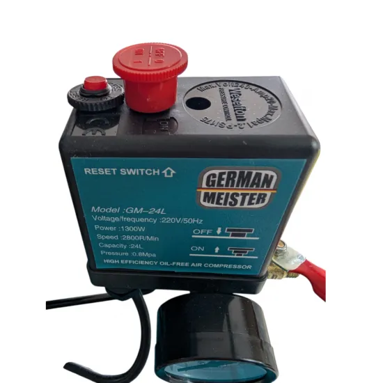 Compresor de Aer Fără Ulei German Meister, 1300W, Rezervor 24L, 8 Bar, 2 Ieșiri Aer, Motor 2800 RPM
