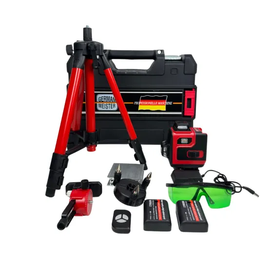 Kit Nivelă Laser 360° German Meister, Laser Verde 4×360°, Trepied + Ochelari + Accesorii, Model Profesional