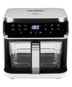 Friteuza cu aer Hausberg HB-2343AB, 6.5L, cos sticla, 12 programe, touchscreen, 1200W-1400W, 65-200°C , Alb