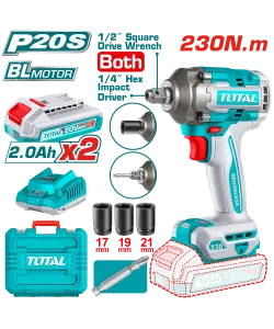 TOTAL - MASINA DE INSURUBAT CU IMPACT 2 IN 1 CU ACUMULATOR - 20V - MOTOR FARA PERII (INCLUDE 2 ACUMU