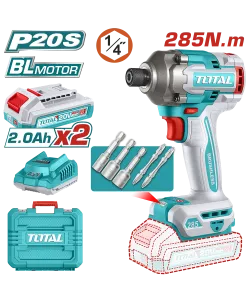 TOTAL - MASINA DE INSURUBAT CU IMPACT CU ACUMULATOR - 20V - 2.0AH - LI-ION (INCLUDE 2 ACUMULATORI)