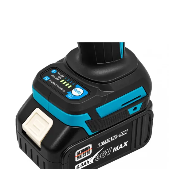 Cheie de Impact cu acumulator German Meister 36V MAX, Brushless, 700 Nm, 4800 RPM, 2 Acumulatori 6Ah, Încărcător și Valiză