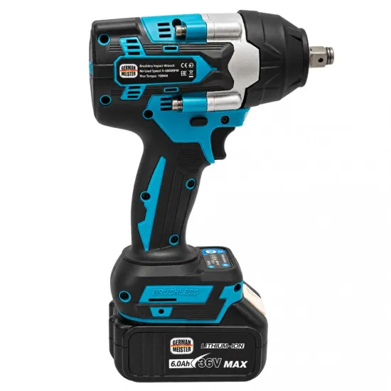 Cheie de Impact cu acumulator German Meister 36V MAX, Brushless, 700 Nm, 4800 RPM, 2 Acumulatori 6Ah, Încărcător și Valiză