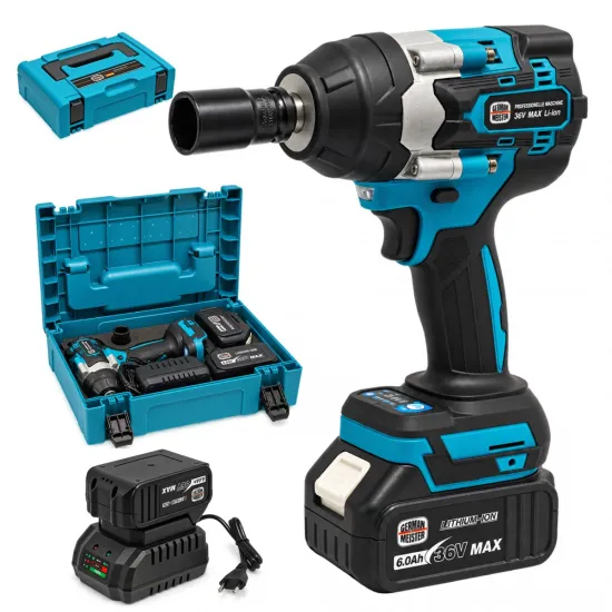Cheie de Impact cu acumulator German Meister 36V MAX, Brushless, 700 Nm, 4800 RPM, 2 Acumulatori 6Ah, Încărcător și Valiză