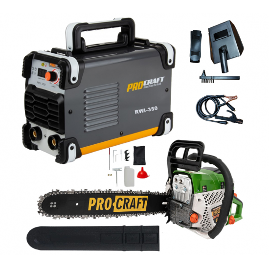 Pachet Profi ProCraft , Invertor RWI 350 Industrial + Motofierastrau GS 52T, 5.5CP, accesorii incluse