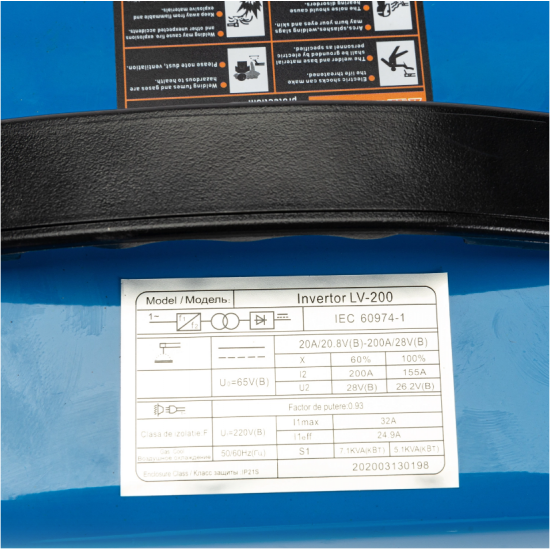 Pachet promotional Aparat de sudura invertor Micul Fermier LV-200, Masca automata, Palmari, Electrozi, 200A, Albastru, Accesorii incluse