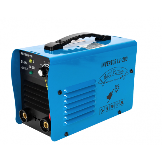 Pachet promotional Aparat de sudura invertor Micul Fermier LV-200, Masca automata, Palmari, Electrozi, 200A, Albastru, Accesorii incluse