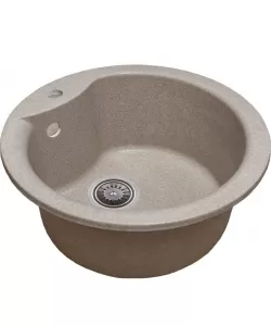 Chiuveta bucatarie , granit-compozit, bej, 1 cuva rotunda, 49 cm Sanitec Pi SN9032BE Chiuveta bucatarie , granit-compozit, bej, 1 cuva rotunda, 49 cm Sanitec Pi SN9032BE