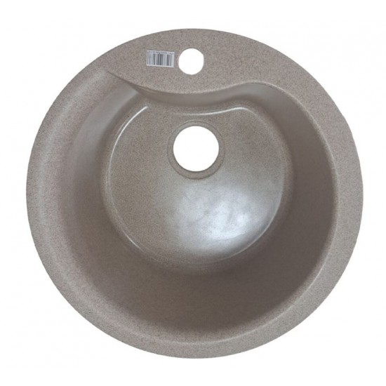 Chiuveta rotunda de bucatarie , 485 x 485 mm, adancime cuva 200 mm, granit compozit Bej Sanitec PI SN9032