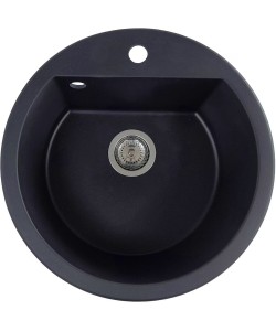 Chiuveta bucatarie Hausberg Adina HBC-9701, compozit, negru, cuva rotunda, diametru 51 cm