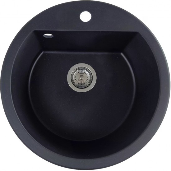 Chiuveta bucatarie Hausberg Adina HBC-9701, compozit, negru, cuva rotunda, diametru 51 cm