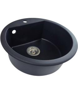 Chiuveta bucatarie Hausberg Adina HBC-9701, compozit, negru, cuva rotunda, diametru 51 cm