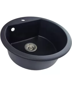 Chiuveta bucatarie Hausberg Adina HBC-9701, compozit, negru, cuva rotunda, diametru 51 cm Chiuveta bucatarie Hausberg Adina HBC-9701, compozit, negru, cuva rotunda, diametru 51 cm