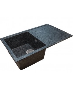 Chiuveta bucatarie Sanitec Elmy SN9035ST-NG, granit-compozit, negru, 1 cuva stanga, 78 x 50 cm