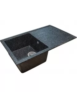 Chiuveta bucatarie Sanitec Elmy SN9035ST-NG, granit-compozit, negru, 1 cuva stanga, 78 x 50 cm Chiuveta bucatarie Sanitec Elmy SN9035ST-NG, granit-compozit, negru, 1 cuva stanga, 78 x 50 cm