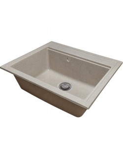 Pachet Chiuveta bucatarie Sanitec Vena SN9034BEJ, granit-compozit, mat, 1 cuva, 60 x 50 cm, baterie de bucatarie HAUSBERG HB-F5001, monocomanda, finisaj mat, Bej