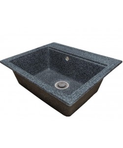 Pachet Chiuveta bucatarie Sanitec Vena SN9034NG, granit-compozit, mat, 1 cuva dreptunghiulara, 60 x 50 cm, baterie de bucatarie HAUSBERG HB-F5000, monocomanda, finisaj mat, Negru
