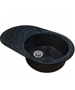 Chiuveta bucatarie Sanitec NS SN9033DR-NG, granit-compozit, negru, 1 cuva rotunda, dreapta, 78 x 50 cm