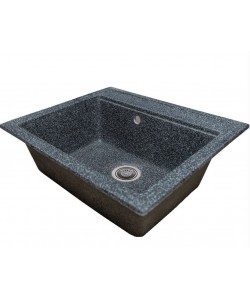Chiuveta bucatarie Sanitec Vena SN9034NG, granit-compozit, negru, 1 cuva dreptunghiulara, 60 x 50 cm