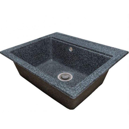 Chiuveta bucatarie Sanitec Vena SN9034NG, granit-compozit, negru, 1 cuva dreptunghiulara, 60 x 50 cm
