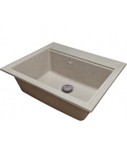 Chiuveta bucatarie Sanitec Vena SN9034BEJ, granit-compozit, bej mat, 1 cuva, 60 x 50 cm