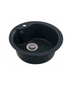 Chiuveta bucatarie, granit-compozit, negru, 1 cuva rotunda, 49 cm  Sanitec Pi SN9032NG