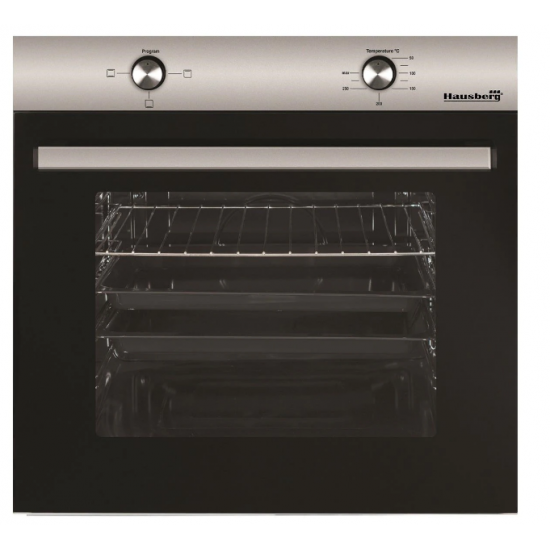 Pachet incorporabil Cuptor electric Hausberg HB-8051, Clasa A, 76L, 2000W, Negru/Inox, Plita Incorporabila HB-555, 4 arzatoare, Gaz, Inox, Hota incorporabila decorativa HB-1220, Putere de absorbtie 450 m3/h, 2 motoare, 60 cm-A