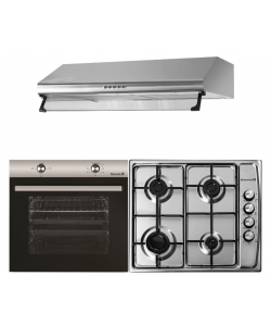 Pachet incorporabil Cuptor electric Hausberg HB-8051, Clasa A, 76L, 2000W, Negru/Inox, Plita Incorporabila HB-555, 4 arzatoare, Gaz, Inox, Hota incorporabila decorativa HB-1220, Putere de absorbtie 450 m3/h, 2 motoare, 60 cm-A