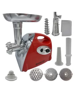 Masina de tocat carne Craft-Tec Rosie 3500W, Accesorii rosii, carnati, chiftele, 3 site, functia revers, motor cupru Masina de tocat carne Craft-Tec Rosie 3500W, Accesorii rosii, carnati, chiftele, 3 site, functia revers, motor cupru