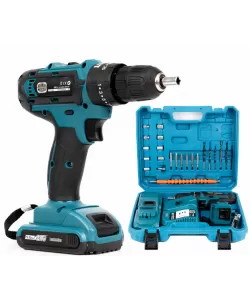 Bormasina - Autofiletanta cu percutie German Meister, 24V, trusa 26 accesorii, 2 acumulatori albastra Bormasina - Autofiletanta cu percutie German Meister, 24V, trusa 26 accesorii, 2 acumulatori albastra