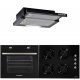 Pachet Incorporabil Hausberg Cuptor electric HB-8051NG, Clasa A, 76L, 2000W, Negru/Inox, Plita Incorporabila HB-563NG, 4 arzatoare, Gaz, Sticla, Negru, Hota incorporabila telescopica HB-1285NG, Putere de absorbtie 420 m3/h, 2 motoare