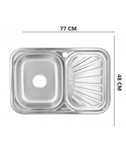 Chiuveta bucatarie Freddo SN9030S, pentru blat, 77x48cm, cuva stanga, anticalcar, inox 