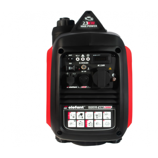 Generator cu Invertor ESG-2000 ELEFANT, Ieșire curent 2,3 kW, Siguranță de pornire, indicator de benzină, porturi USB
