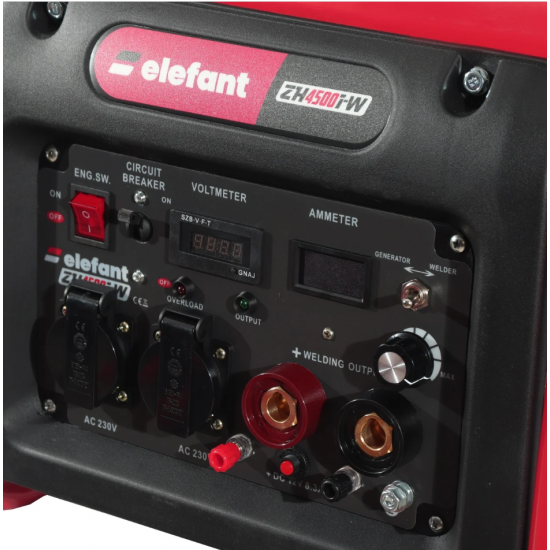 Generator invertor cu sudură ELEFANT ZH3800-W, Iesire curent 3,3 kW, Siguranta de pornire, Indicator de benzina, Invertor de sudura incorporat