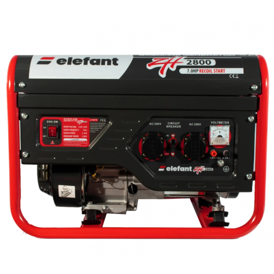 Generator pe benzina ZH2800 ELEFANT, iesire curent 2,8 kW,7 CP, Siguranță de pornire, indicator de benzină, voltmetru, întrerupător de curent