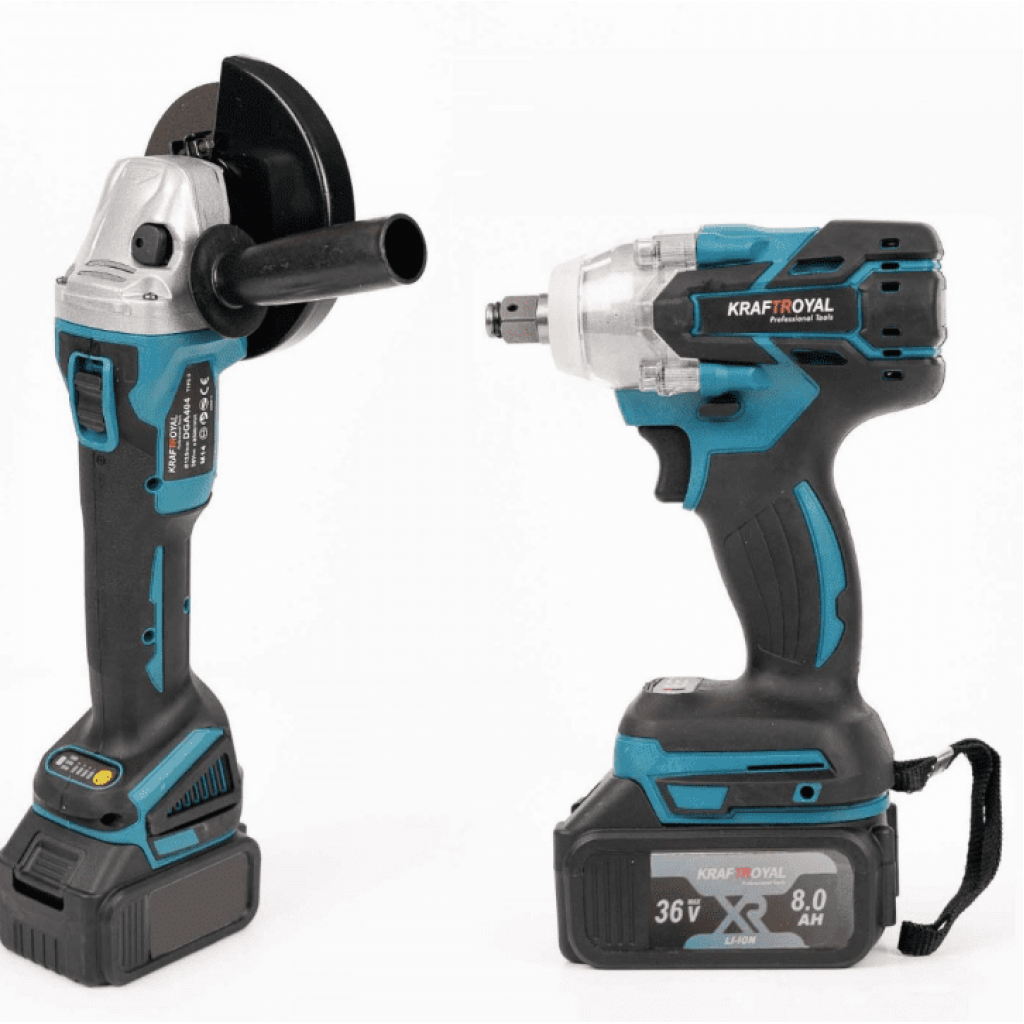 Set Cheie de impact 2in1 si Flex KraftRoyal, 2 acumulatori, 36V