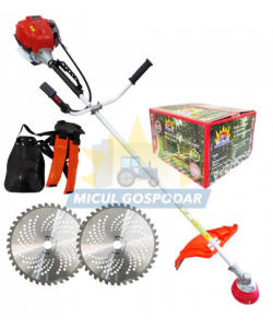 Motocoasa pe benzina , Micul Gospodar , 4 Timpi , 2 sisteme de taiere , tambur + 2 discuri vidia 255 mm , accesorii incluse