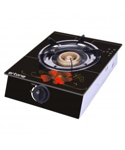 Aragaz ERTONE MN-1101 din sticla securizata, 1 ochi din fonta, aprindere pe quartz, negru