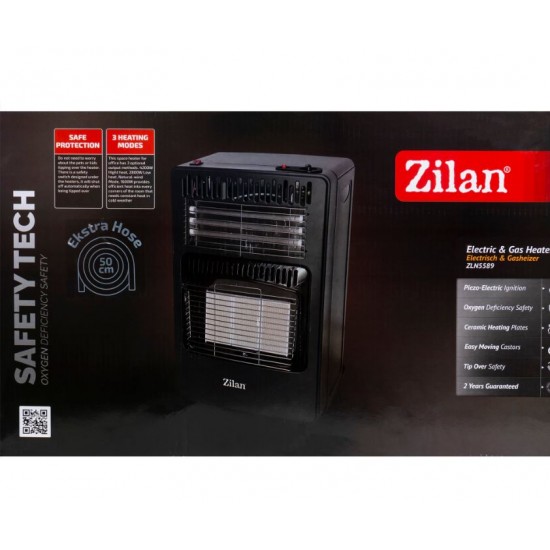 Soba mobila pe gaz GPL si electrica, aprindere piezo-electrica, demontabila, bonus kit de alimentare  ZLN 8465D