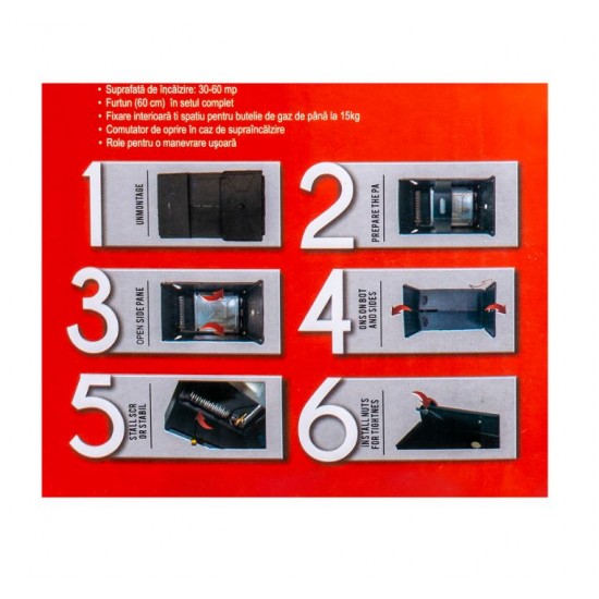 Soba mobila pe gaz GPL si electrica, aprindere piezo-electrica, demontabila, bonus kit de alimentare  ZLN 8465D