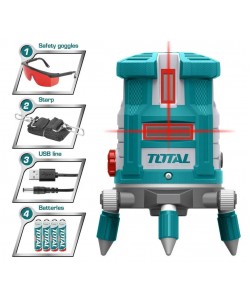  Nivela laser Total,raza de lucru: 0~30 m,1 Linie orizontala 4 Linii verticale