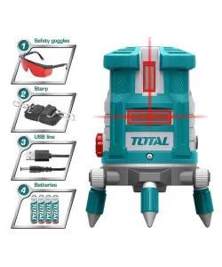  Nivela laser Total,raza de lucru: 0~30 m,1 Linie orizontala 4 Linii verticale